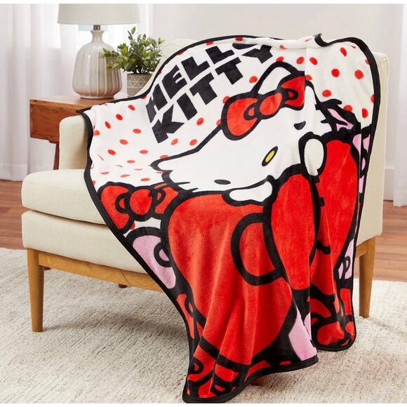 Hello Kitty Cozy Bow Throw Blanket Christmas Gift - Picture 3 of 4